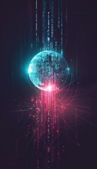 Fototapeta premium Futuristic Digital Coin with Energy and Binary Code for Technology-Themed Designs