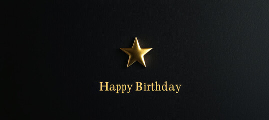 Obraz premium Minimalist Birthday Card Design with Gold Star and Elegant Black Background