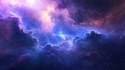 Fototapeta premium Vivid cosmic scene illustrating swirling nebulae and countless stars