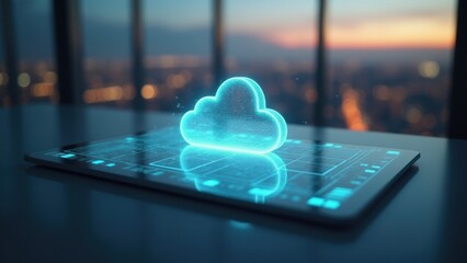 Close-up transparent tablet illustrates ai in the cloud, merging distributed systems with cloud computing for advanced ml solutions.