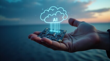 Close-up circuit board embodies ai in the cloud, reflecting distributed systems and cloud computing for nimble, data-driven processes.