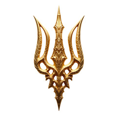 Golden Trishul: Hindu God Shiva's Trident isolated on transparent background