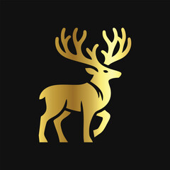 Gold Deer Icon Silhouette
