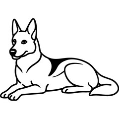 German shepherd dog black line art vector, Simple bold outline Design vector icon with white background. Pet animal vector 