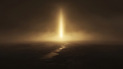 Fototapeta premium A Bright Light Illuminates the Misty Horizon With Serene Atmosphere