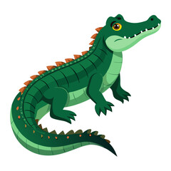 Cartoon alligator with friendly expression - A collection of finance and money-related line icons, including banking, investment, savings, currency, and business symbols for digital use.  
