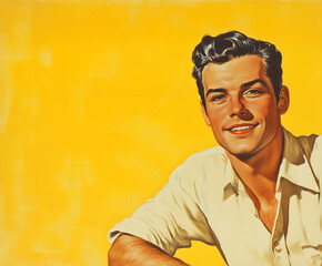 1950s advertising illustration of a man isolated