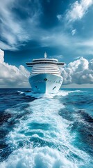 Majestic cruise ship sailing through ocean high resolution picture