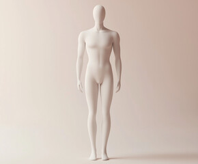 Minimal 3D full-body mannequin with soft curves isolated