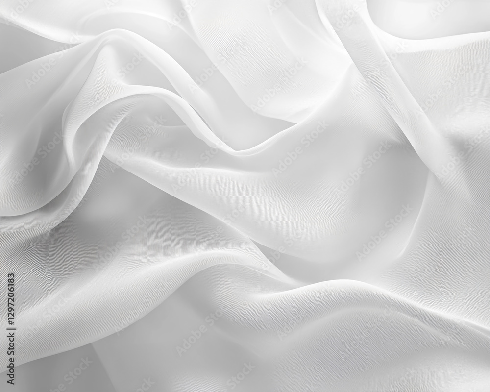 Poster a close-up of soft, flowing white fabric with gentle creases, showcasing its smooth texture and ligh