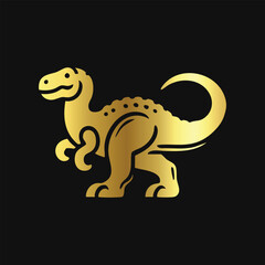 Modern Dinosaur Vector in Gold
