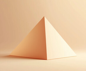 Minimalist 3D pyramid shape on a gradient from beige to warm brown
