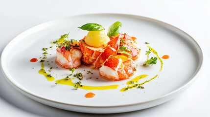 Gourmet Lobster Dish on White Plate
