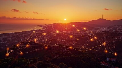 Dynamic urban landscape highlighting 5g technology and advanced networks fueling global innovation