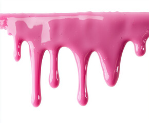Pink slime dripping liquid isolated on a white background