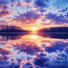 Clear blue ocean reflecting sky and white clouds above