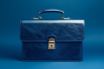 Stylish executive briefcase with lock and handle isolated solid color background