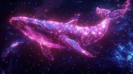 The Cosmic Whale Floats Through a Starry and Bright Night Sky