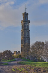 Obraz premium Nelson Monument on Calton Hill in Edinburgh, Scotland