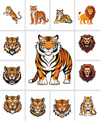 tiger, animal, cat, cartoon, wild, illustration, wildlife, vector, mammal, feline, zoo, nature, animals, predator, striped,