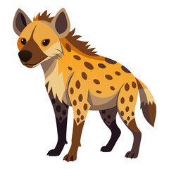 Cartoon Illustration of a Spotted Hyena - Colorful vector illustration of a spotted hyena in a cartoon style, featuring a playful yet wild appearance, ideal for nature and wildlife themes.