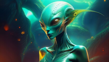 beautiful alien woman, AI generated