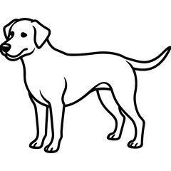 labrador retriever dog black line art vector, Simple bold outline Design vector icon with white background. Pet animal vector 