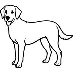 labrador retriever dog black line art vector, Simple bold outline Design vector icon with white background. Pet animal vector 