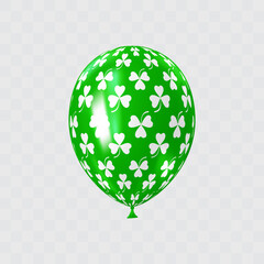 White green 3D realistic balloon with clover leaf pattern.