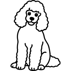 poodle dog black line art vector, Simple bold outline Design vector icon with white background. Pet animal vector 