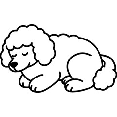 poodle dog black line art vector, Simple bold outline Design vector icon with white background. Pet animal vector 