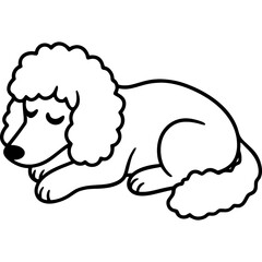 poodle dog black line art vector, Simple bold outline Design vector icon with white background. Pet animal vector 