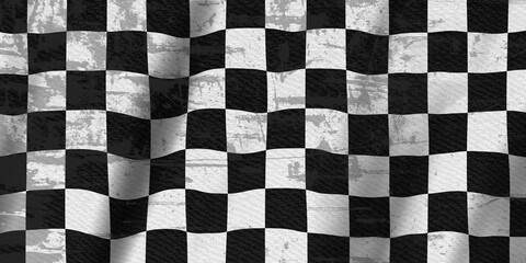 Fototapeta premium Black and white checked winner flag grunge background