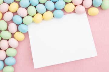 Colorful Easter egg with blank greeting card