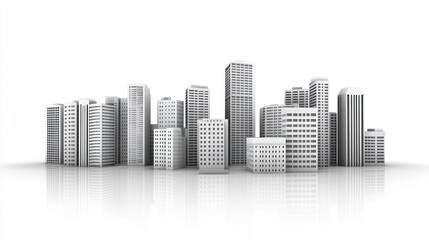 Fototapeta premium 3D model city skyline, modern architecture, urban scene, background image, stock photo, presentation graphics