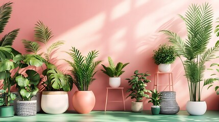 Fototapeta premium A chic plant store with vibrant greenery and decorative pots