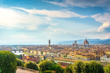 Obraz premium Florence aerial cityscape in a beautiful day.Tuscany, Italy