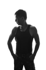 Fototapeta premium homem com corpo muscular forte 