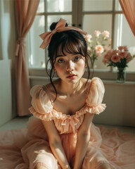 Blossom Ruffle Girl – Dreamy Aesthetic & Soft Elegance