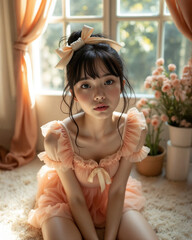 Blossom Cute Ruffle Girl – Dreamy Aesthetic & Soft Elegance