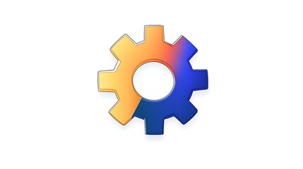 Gradient Gear Icon: Digital Illustration of a Colorful Cogwheel AI Generated