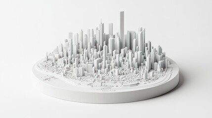 White city model, aerial view, urban planning, design concept