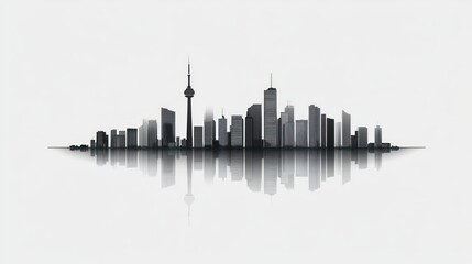 Obraz premium City skyline silhouette, reflection, urban landscape. Possible use Stock photo