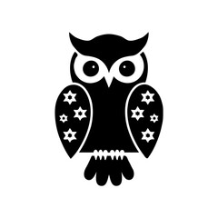 Sure! Here's a longer, stylized title that captures all the elements you described:

**"Symmetrical Black and White Owl Silhouette: A Minimalist Folk Art-Inspired Illustration Featuring Geometric Shap