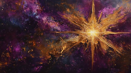 Fototapeta premium A Shining Starburst Radiates Light Over the Universe