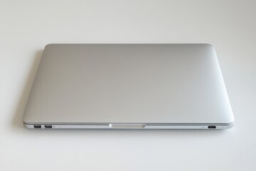 Sleek Gray Notebook from Above. Modern Closed Laptop Design Isolated on White Background