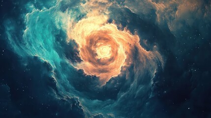 A swirling nebula of colorful cosmic dust and gas