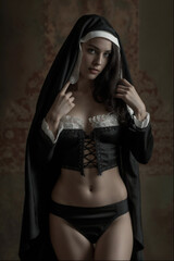 Catholic nun in lingerie