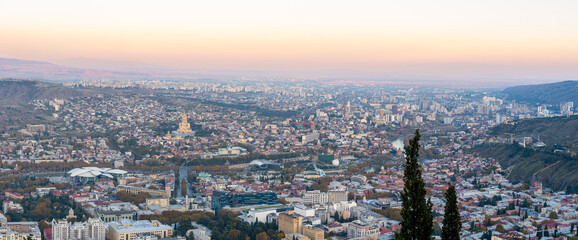 View on the capital city of Tbilisi from Mtatsminda park