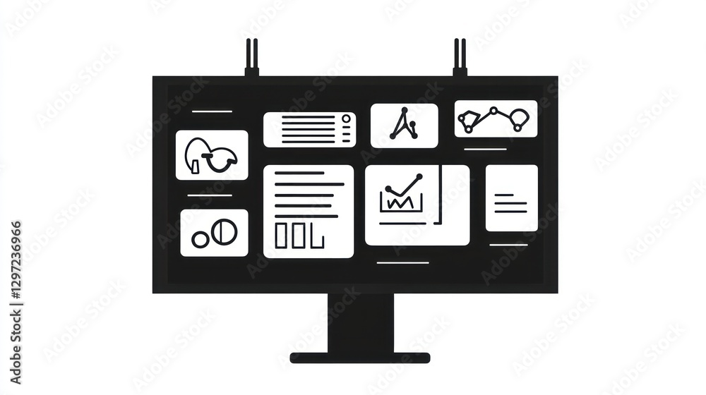 Poster interactive display showing data and statistics